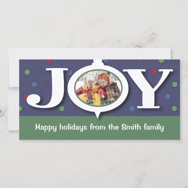 Tarjeta Festiva Photocard del azul de la alegría del día de fiesta (Anverso)