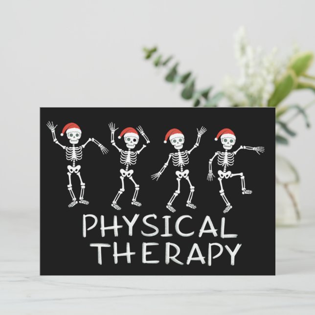 Tarjeta Festiva Physical Therapist Skeleton Christmas DPT Student  (Anverso de pie)