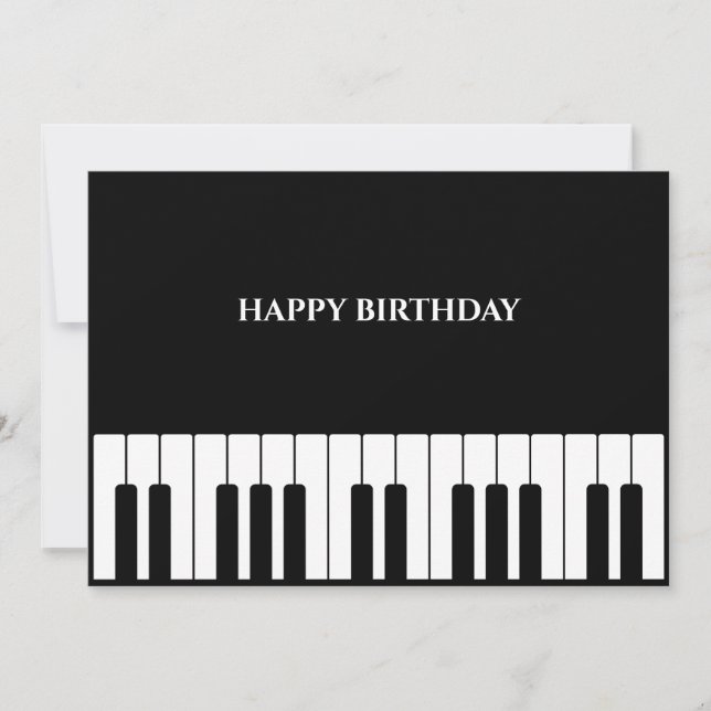 Tarjeta Festiva Piano negro y blanco tuertos FELIZ CUMPLEAÑOS (Anverso)