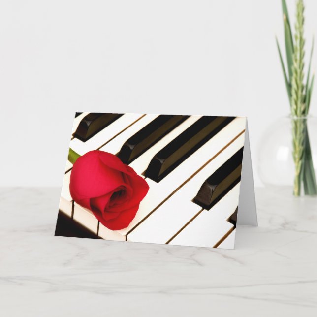 Tarjeta Festiva Piano y rosa II (Anverso)
