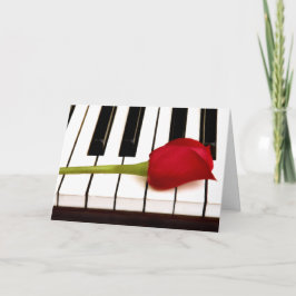 Tarjeta Festiva Piano y rosa III