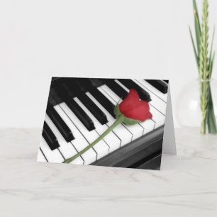 Tarjeta Festiva Piano y rosa tintado