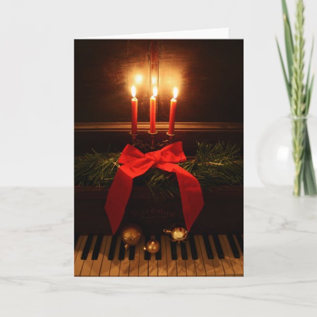 Tarjeta Festiva Piano y velas (Anverso)