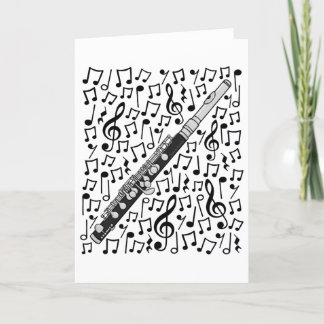 Tarjeta Festiva Piccolo Musical Notes Woodwind Music Teacher