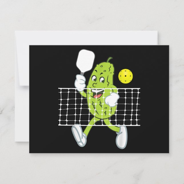 Tarjeta Festiva Pickle Jugando Pickleball - Divertido Paddle (Anverso)