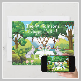 Tarjeta Festiva Pickleball Bunnies Divertido Feliz Pascua