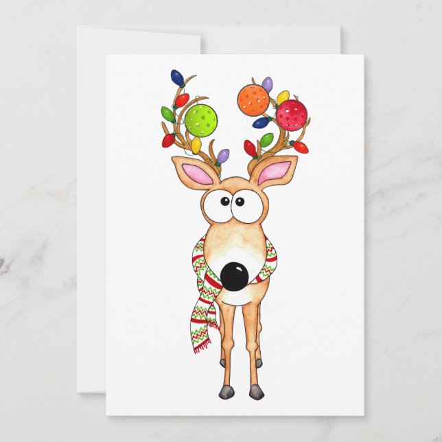 Tarjeta Festiva Pickleball Christmas Reindeer (Anverso)