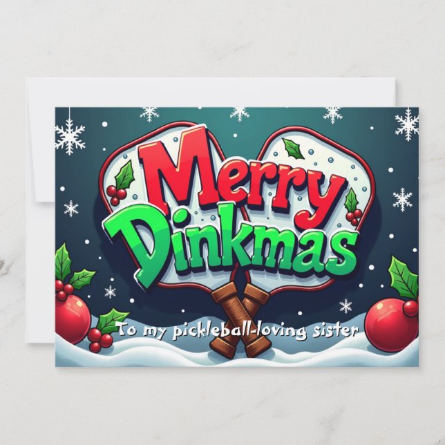 Tarjeta Festiva Pickleball Dink If You Love Christmas (Anverso)