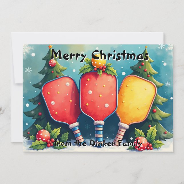 Tarjeta Festiva Pickleball🎅 Dink the Halls (Anverso)