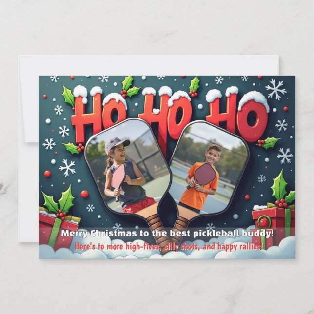 Tarjeta Festiva Pickleball Dinkin’ Through the Snow (Anverso)