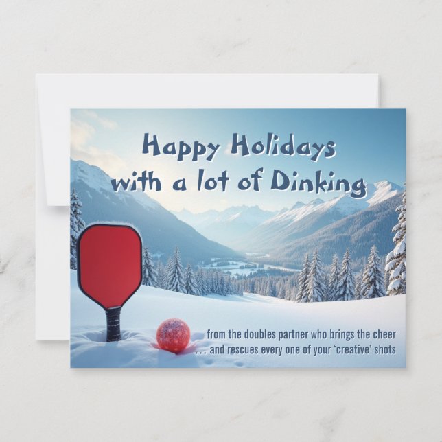 Tarjeta Festiva Pickleball🎅Caos Creativo y Regresos Navideños (Anverso)