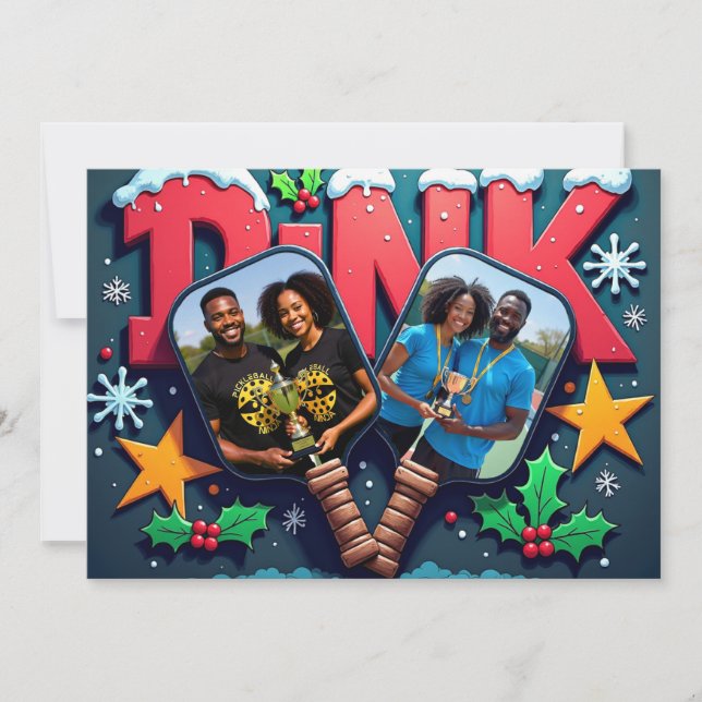 Tarjeta Festiva Pickleball🎅Let’s Rally ‘Til the Snow Melts (Anverso)