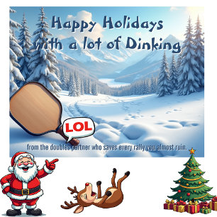 Tarjeta Festiva Pickleball🎅Salvadas de Bola de Nieve y Elogios de