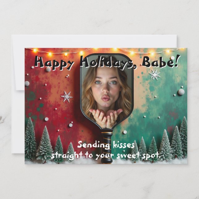 Tarjeta Festiva Pickleball🎅Sweet Spot & Snowflakes (Anverso)