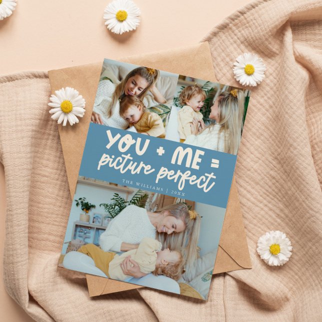 Tarjeta Festiva Picture Perfect Denim Blue Photo Valentines Day (Subido por el creador)