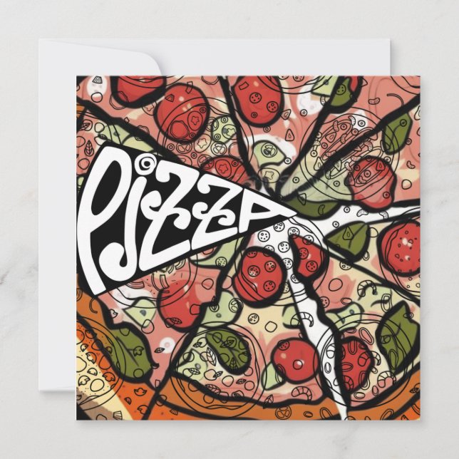 Tarjeta Festiva Pie de pizza (Anverso)