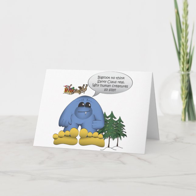 Tarjeta Festiva Pie grande no cree en Santa (Anverso)