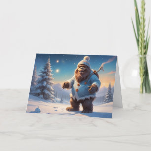Tarjeta Festiva Pie Grande riendo en la nieve