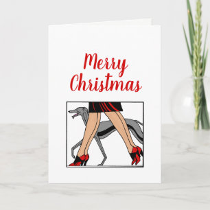 Tarjeta Festiva Piernas Art Deco Mujeres Galgo Whippet Perro R
