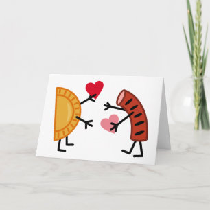 Tarjeta Festiva Pierogi & Kielbasa - El día de San Valentín Cute