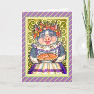TARJETA FESTIVA PIG & ACORN PIE, GRACIAS HECHAS CON AMOR