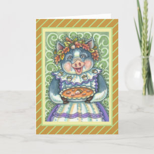 TARJETA FESTIVA PIG & ACORN PIE, GRACIAS HECHAS CON AMOR