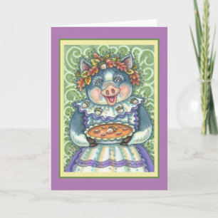 TARJETA FESTIVA PIG & ACORN PIE, GRACIAS HECHAS CON AMOR