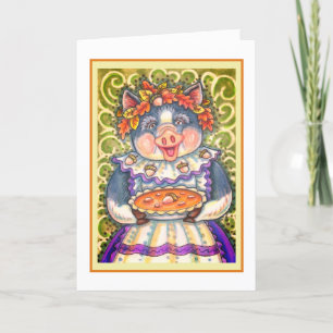 TARJETA FESTIVA PIG & ACORN PIE, GRACIAS HECHAS CON AMOR
