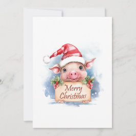 Tarjeta Festiva Pig Merry Christmas