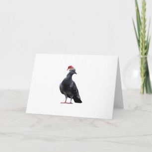 Tarjeta Festiva Pigeon Santa Hat
