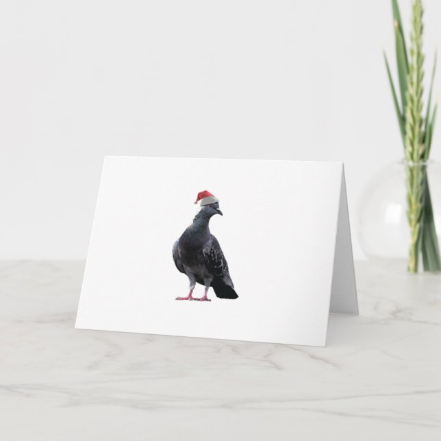 Tarjeta Festiva Pigeon Santa Hat (Anverso)
