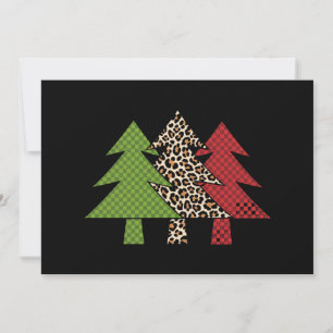 Tarjeta Festiva Pijama Navideño Alegre Árbol Bufalo Cuadriculado F