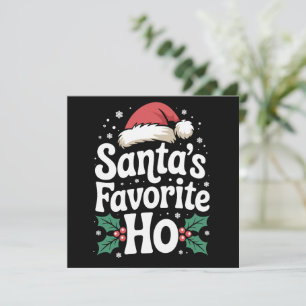 Tarjeta Festiva Pijama travieso favorito de Santa divertido de Nav