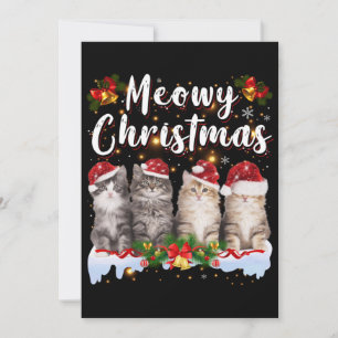 Tarjeta Festiva Pijamas Navideñas de Santa para la Familia Gatuna 