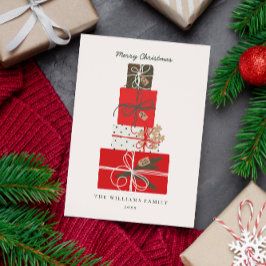 Tarjeta Festiva Pila de regalos de estilo de escandi navideño míni
