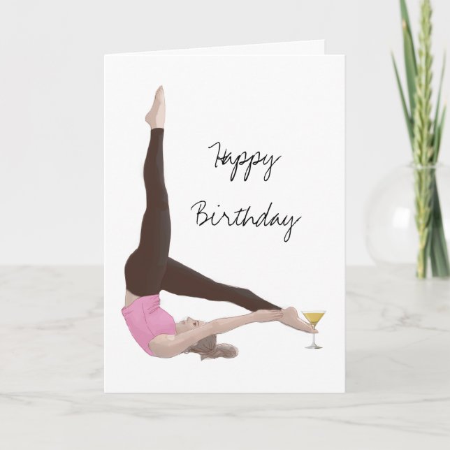 Tarjeta Festiva Pilates cóctel de cartas de cumpleaños (Anverso)