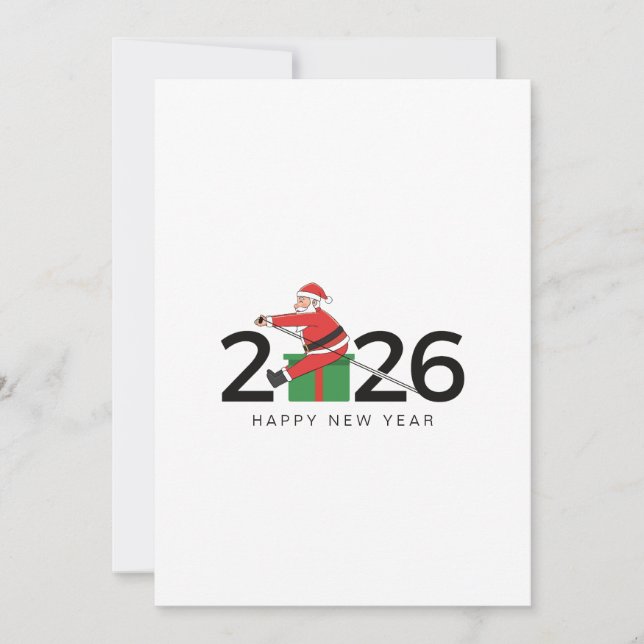 Tarjeta Festiva Pilates Santa Happy New Year (Anverso)