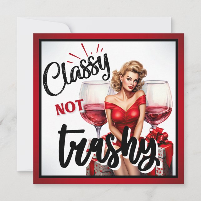 Tarjeta Festiva Pin Up Retro Elegante no Cutre (Anverso)