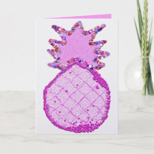 Tarjeta Festiva Piña lavanda rosa brillante