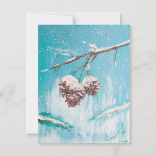 Tarjeta Festiva Piñas de Invierno