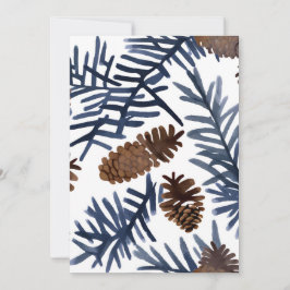 Tarjeta Festiva Piñas y Ramas | Pintura de Invierno en Acuarela