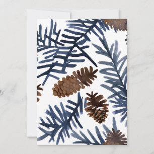Tarjeta Festiva Piñas y Ramas   Pintura de Invierno en Acuarela