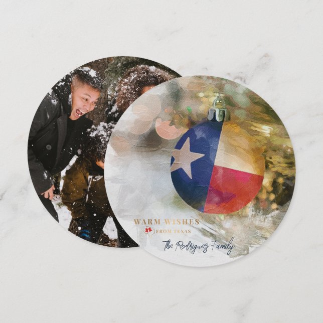 Tarjeta Festiva Pincel Bandera de Texas Arte de Ornamento de Navid (Anverso / Reverso)