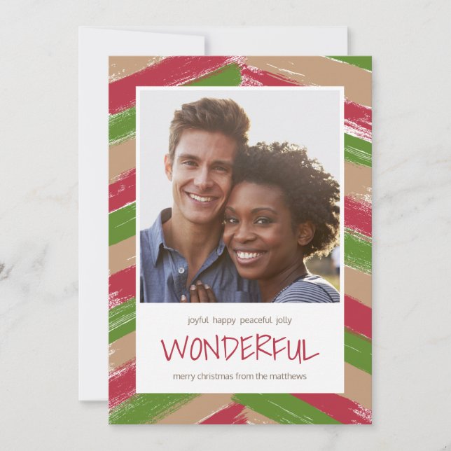 Tarjeta Festiva Pincel moderno sacude a Navidades foto (Anverso)