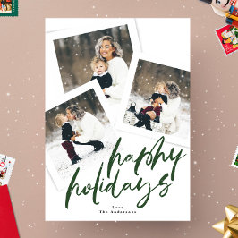 Tarjeta Festiva pincel verde multicapa moderno feliz