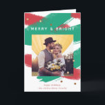 Tarjeta Festiva Pinceles modernos y oro | Foto de navidades<br><div class="desc">Esta tarjeta de vacaciones colorida y moderna incluye pinceladas rojas y verdes con acentos falsos de punto dorados y tu foto personal favorita.</div>