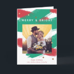 Tarjeta Festiva Pinceles modernos y oro | Foto de navidades<br><div class="desc">Esta tarjeta de vacaciones colorida y moderna incluye pinceladas rojas y verdes con acentos falsos de punto dorados y tu foto personal favorita.</div>