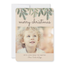 Pine Bough Merry Christmas Holiday Photo Card