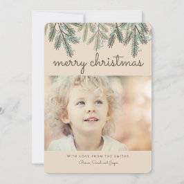 Tarjeta Festiva Pine Bough Merry Christmas Holiday Photo Card