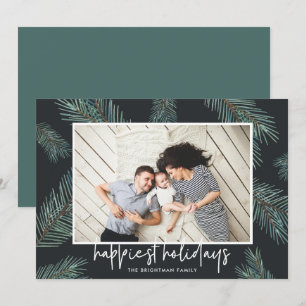 Tarjeta Festiva Pine Boughs   Foto de Felices Fiestas